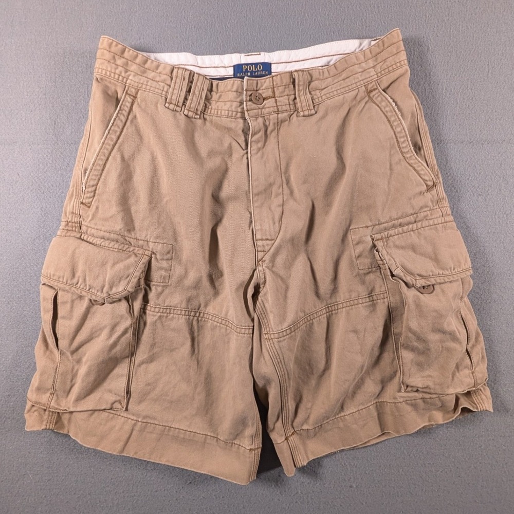 Polo Ralph Lauren Cargo Shorts Mens 33 Khaki Tan Cotton Twill Classic Fit